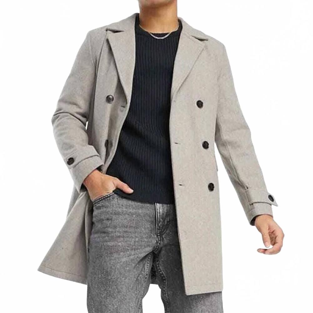 NEW HARRY BROWN double breasted wool mix coat in gray
